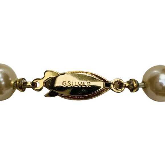 GSILVER Double Knotted Champagne Pearl Necklace 18" German Wedding Grandma - Picture 13 of 14